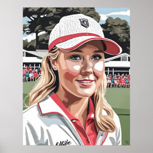 Golfista Pró-Mulher - Impressão de Arte Golfe