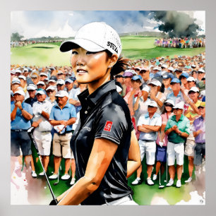 Golfista Pró-Mulher - Impressão de Arte Golfe