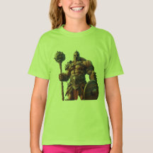 Golias com um Clube numa Camiseta Branca de Manga