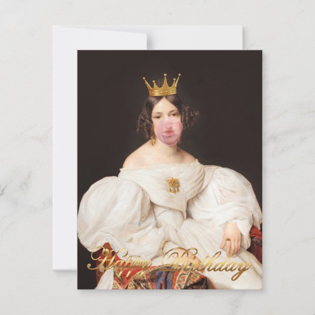 Goma-bolha cor-de-rosa Real Diva Feliz aniversário (Frente)