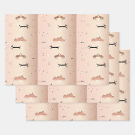 Gondolas cor-de-rosa Veneza Itália embrulhando pap