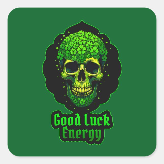 Good Luck Energy Skull St Patrick’s - Autocolante (Frente)