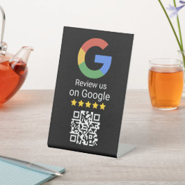 Google Review QR Code Black Business Tabletop Sign