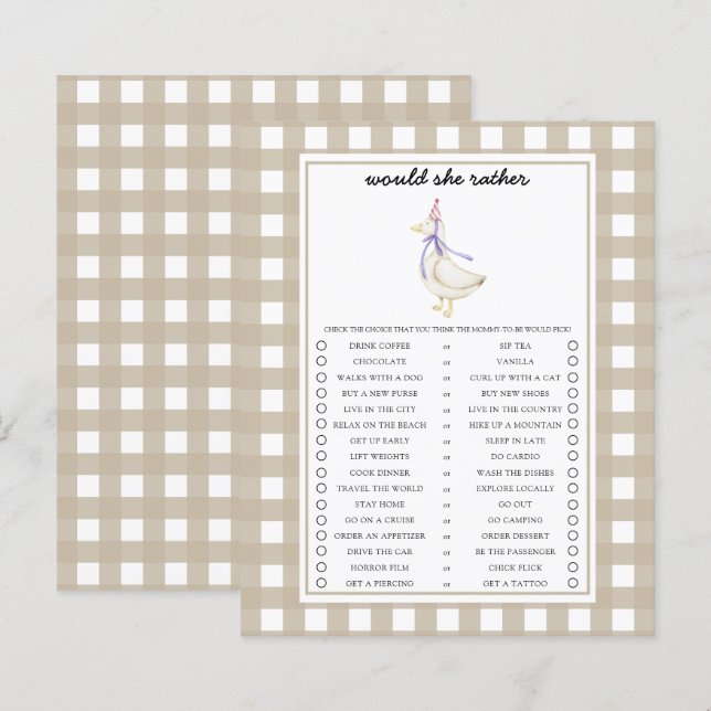 Goose Ela Iria Preferencialmente Jogo De Chá de fr (Frente/Verso)