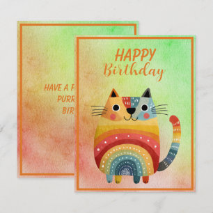 Gordo Cartão de Nota Plano de Aniversário de Gato