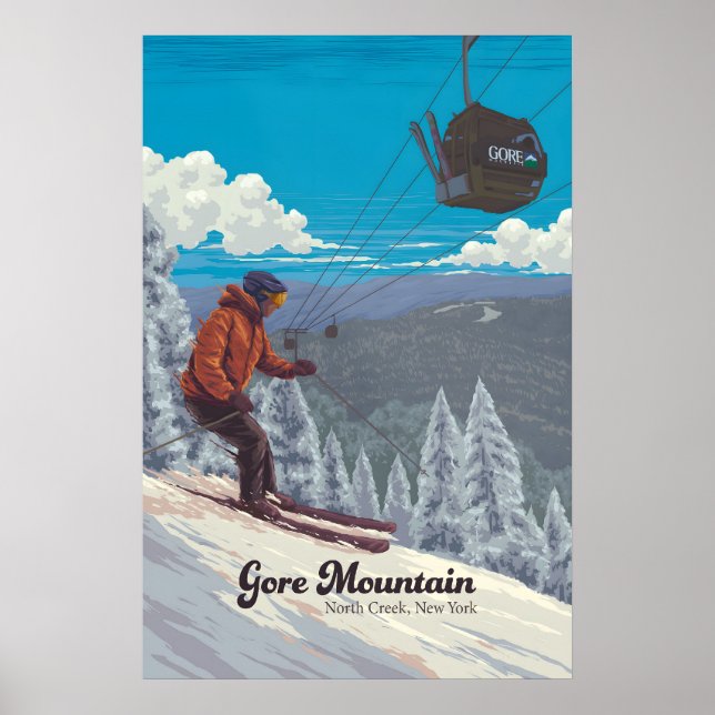 Gore Mountain Ski Resort Travel Poster (Frente)