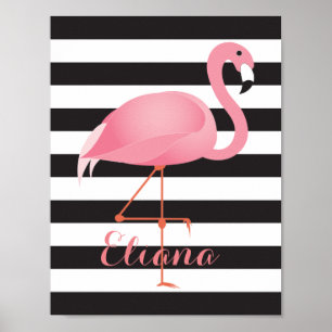 Gorgeous, elegant flamingo poster with name