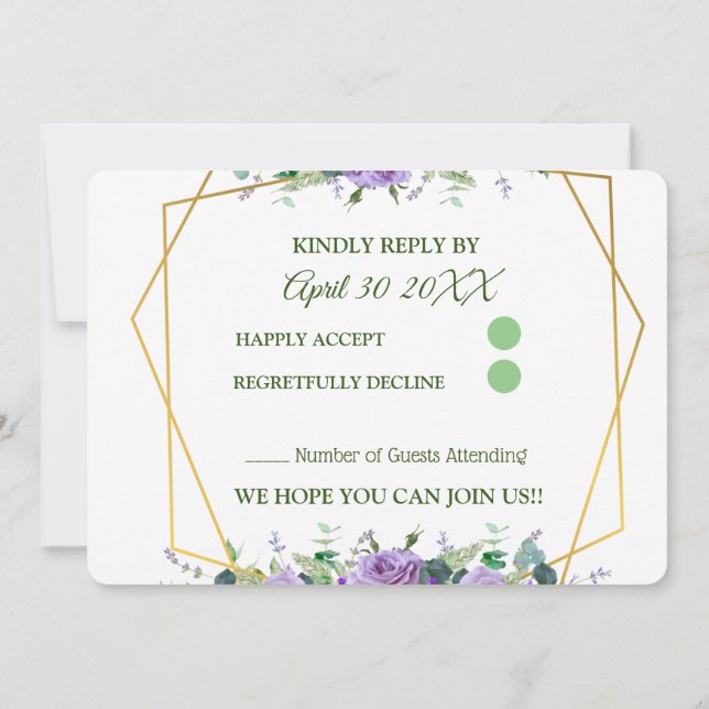 Gorgeous Lilac Vineyard Wedding RSVP (Verso)