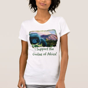 Gorila de montanha & t-shirt do suporte do macaco