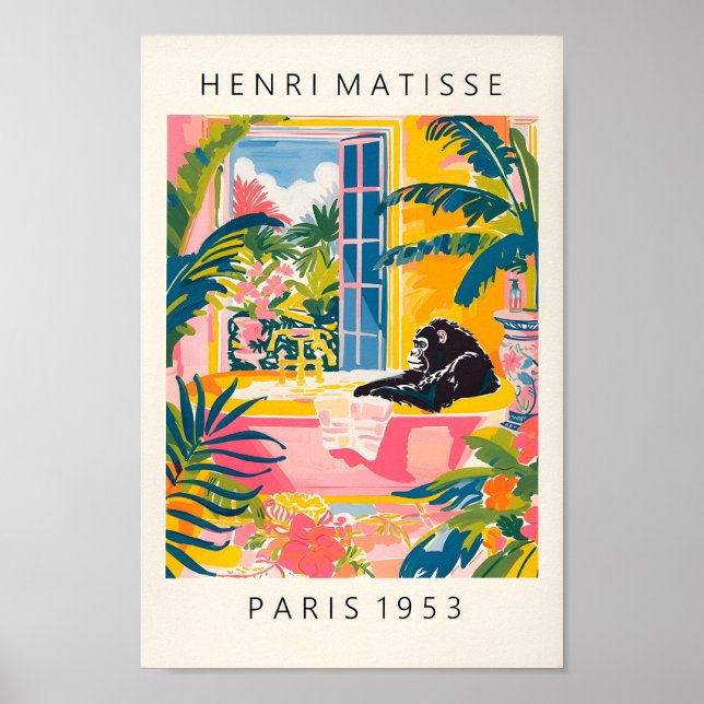 Gorila Na Banheira, Poster Rosa, Decoração Da Dopa (Frente)