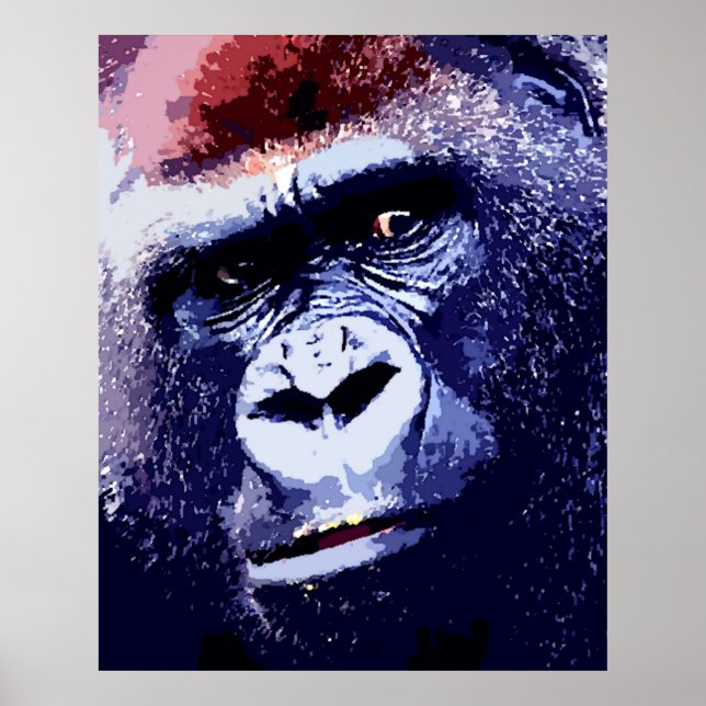 Gorilla Face Pop Art Poster Print. Gorilla Posters (Frente)