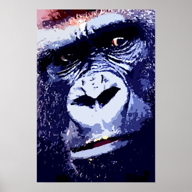 Gorilla Pop Art Poster Impressão (Frente)