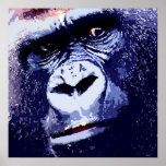 Gorilla Pop Art Poster Impressão<br><div class="desc">Pop de Gorilla Head Art Fotografia Digital Trabalho de arte - Animais Selvagens Imagens de Gorilas de Montanha - Gorila de Montanha Olhar Fechado - Primatas Trabalho de arte</div>