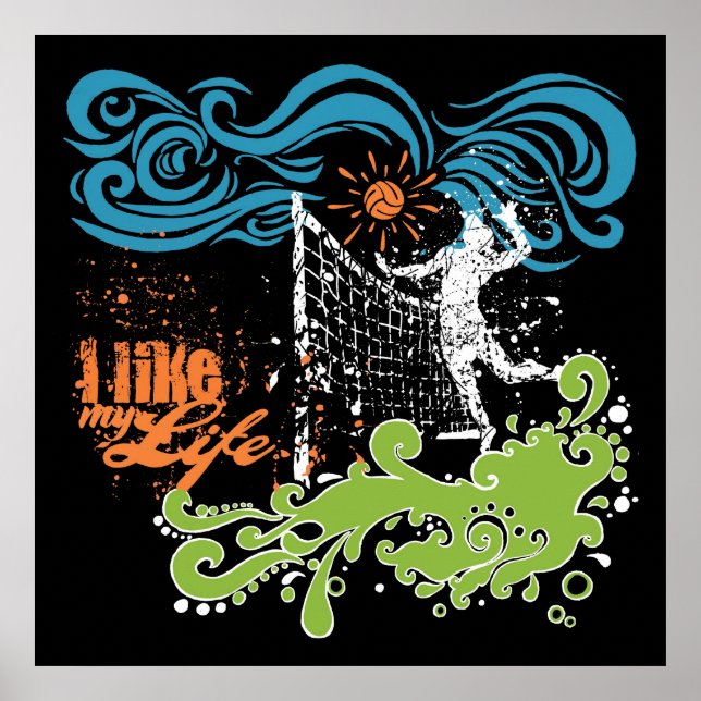 "Gosto da minha vida" Poster de vôlei (Frente)