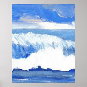 Gosto das ondas de oceano do poster azul da