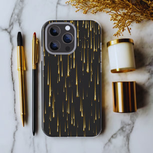 Gotas de brilho preto e Dourado Capa de telefone