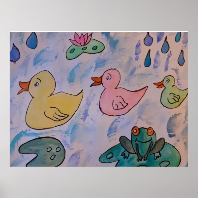 Gotas de chuva em Poster Ducklings (Frente)
