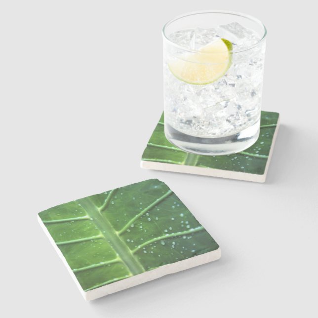 Gotas de Folha e Água Porta copos de Pedra (Lateral)