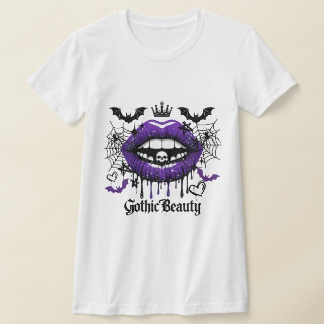 Gothic Beauty Purple Dripping Lips T-Shirt (Postura )