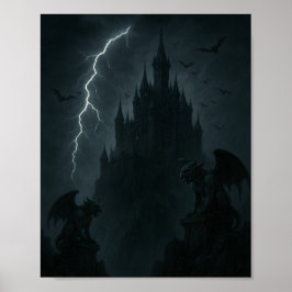 Gothic Castle and Gargoyles Poster