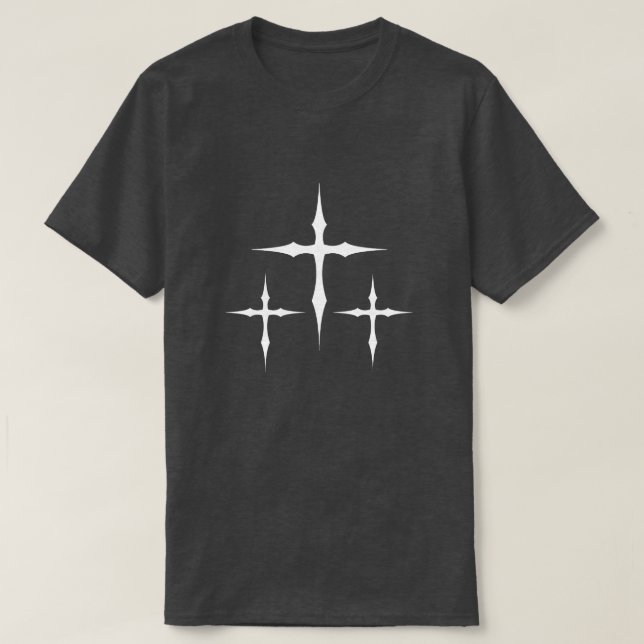 Gothic Cross T-Shirt – Minimal White Triple Cross  (Frente do Design)