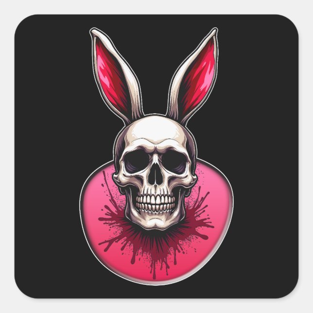 Gothic Easter Bunny – Skull Art - Autocolante (Frente)