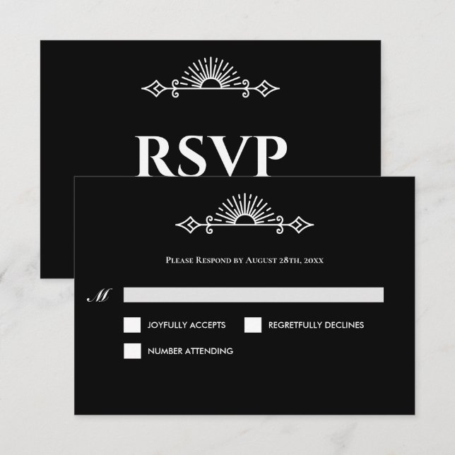 Gothic Halloween Alternative Wedding RSVP Card (Frente/Verso)