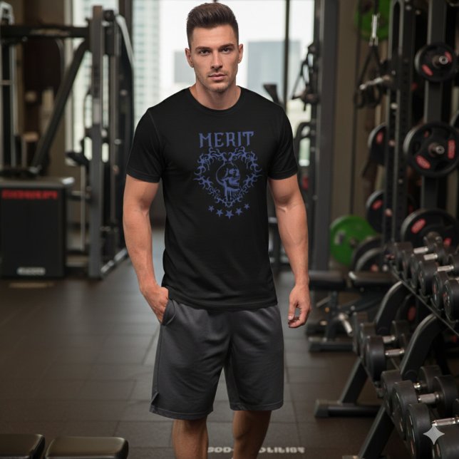 Gothic Skull MERIT Graphic Black T-Shirt (Criador carregado)