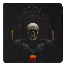 Gothic Skull Throne Halloween Trivet