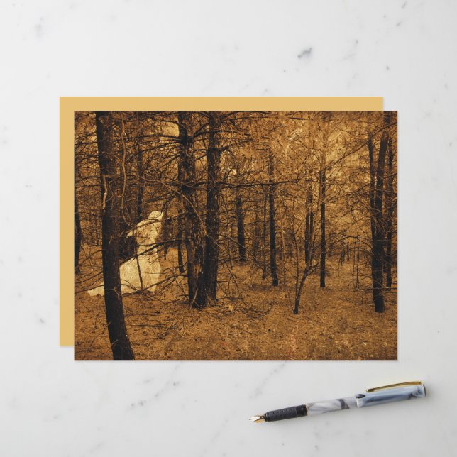 Gothic Vintage Angel Brown Forest Árvores (Frente/Verso In Situ)