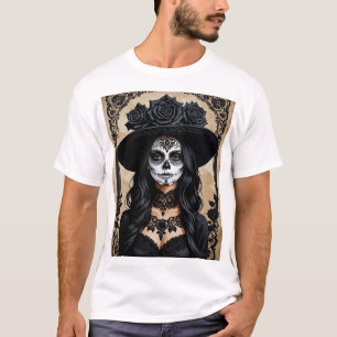 Gótica Elegante Crânio T Camisa Vintage Arte