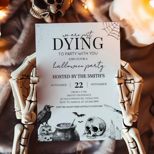 Gótica Morrendo para o Convite de Halloween Festa (We're Dying to Party Halloween Party Invitation)