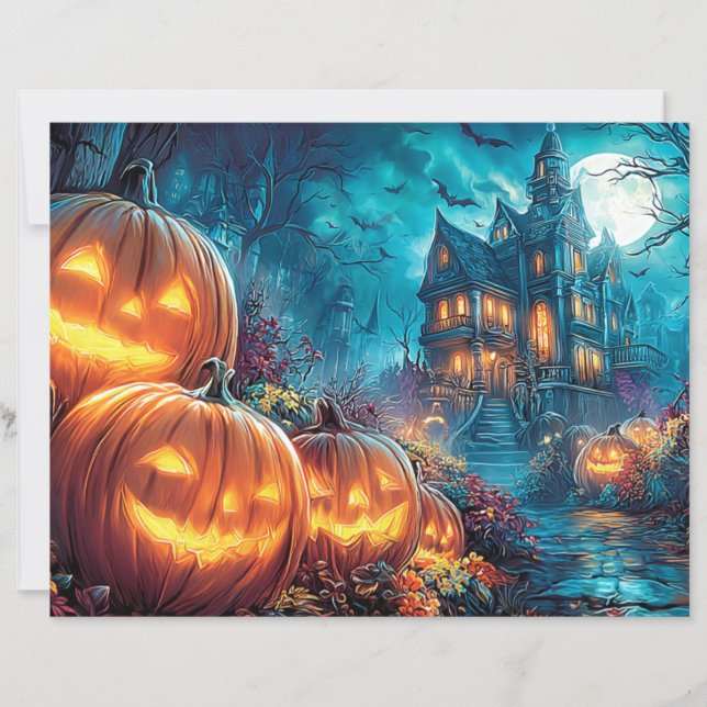 Gótica Scrapbook Hunted House Jack-O-Lanternas (Frente)