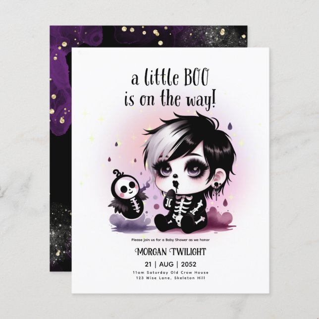 Gótico Baby Boy Ghost Little Boo no Caminho (Frente/Verso)