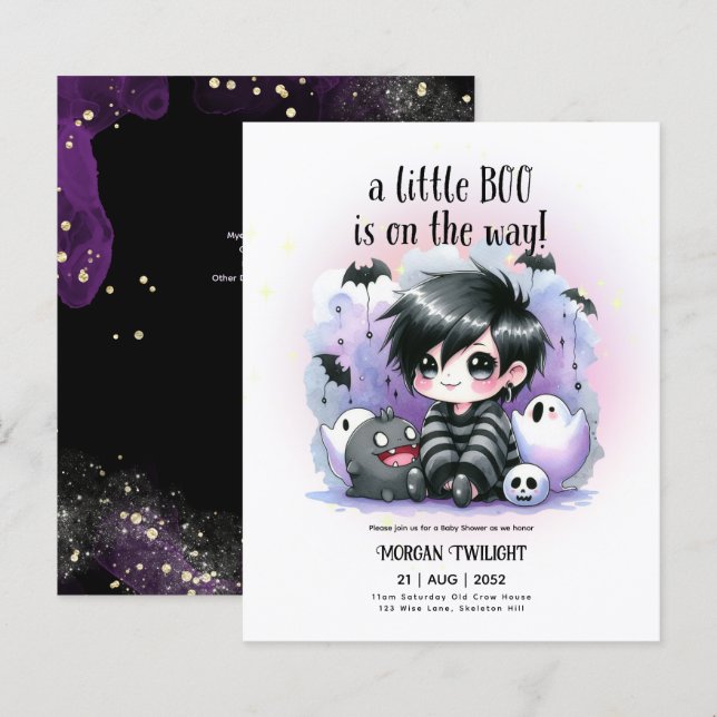 Gótico Baby Boy Ghost Little Boo no Caminho (Frente/Verso)