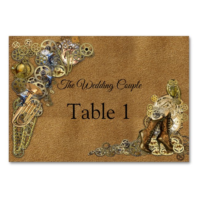 Gótico - Casamento Steampunk Em Cartões De Mesa Su (Frente)