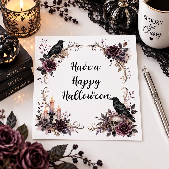 Gótico Corvo Preto & Velas Halloween (Criador carregado)