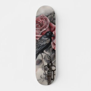 Gótico Corvo & Rosas Skateboard