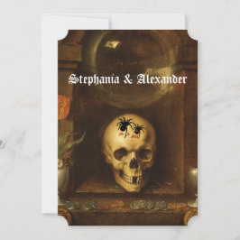 Gótico de Casamento de Halloween, Caveira, Convite