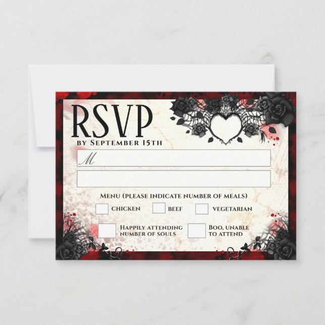 Gótico escuro 3,5 x 5 RSVP MENU Wed Halloween (Frente)