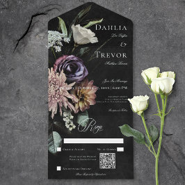 Gótico Escuro Misterioso Muted Floral Código QR Fl