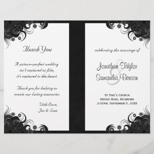 Gótico preto e branco floral programa Wedding