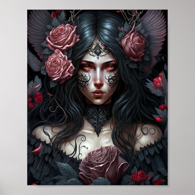 Gótico Princesa Gótica Fantasia Art Poster (Frente)