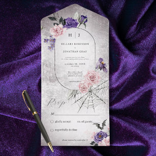 Gótico Rosa e Purple Floral Halloween Sem Janto