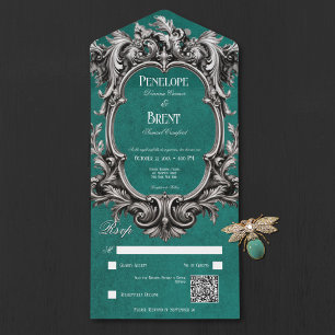 Gótico Teal Moody Victorian Frame QR Code