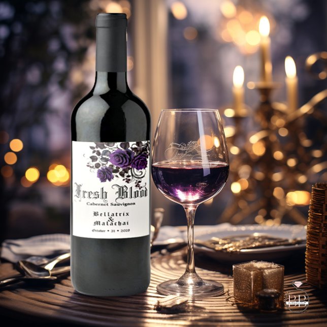Gótico Vinho Profundo Rosa Ametista Rótulo de Vinh (Criador carregado)