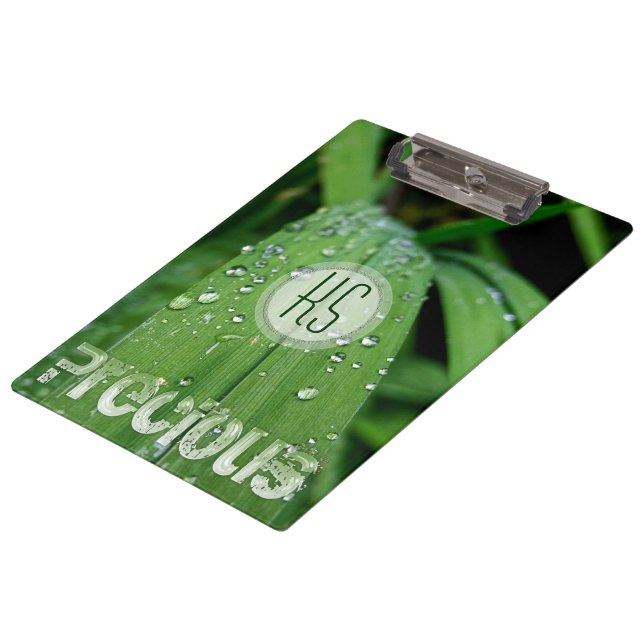 Gotículas de Chuva Grama Verde Prancheta de Negóci (Inclinado)