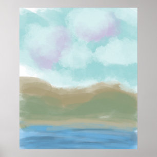 Gouache Landscape Poster Da Artista Linda Kavalsky