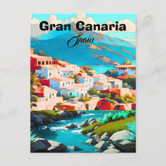 Grã Canária Espanha Viagem Arte Cartão Postal Arte