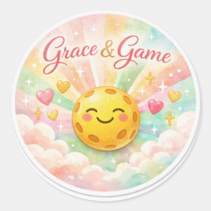 “Graça & Jogo – Adesivo de Fé Pickleball Pastel”